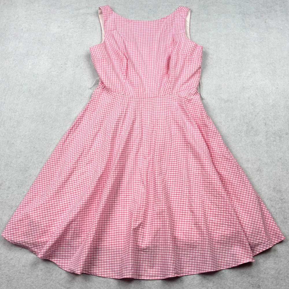 Vintage Moda International Dress Womens 8P Pink Gingham Swing Cotton USA 13118C
